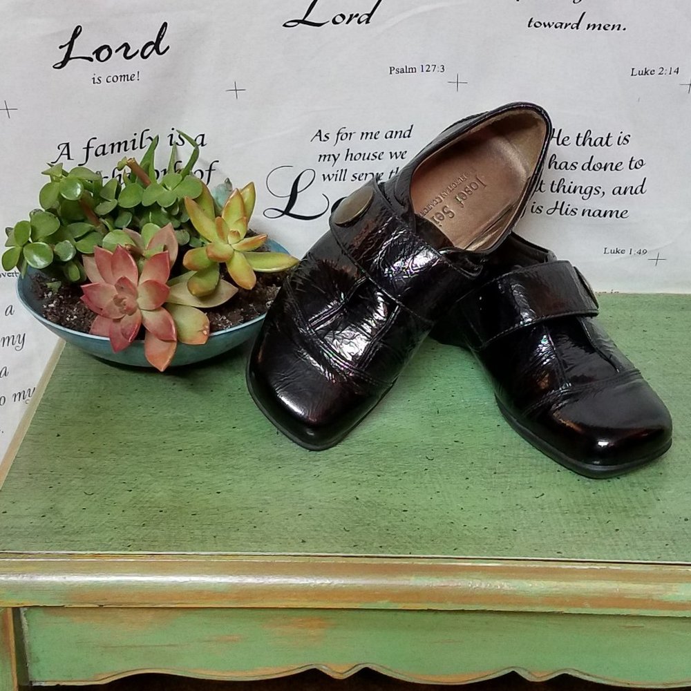 Josef Seibel Black Patent Leather Mules